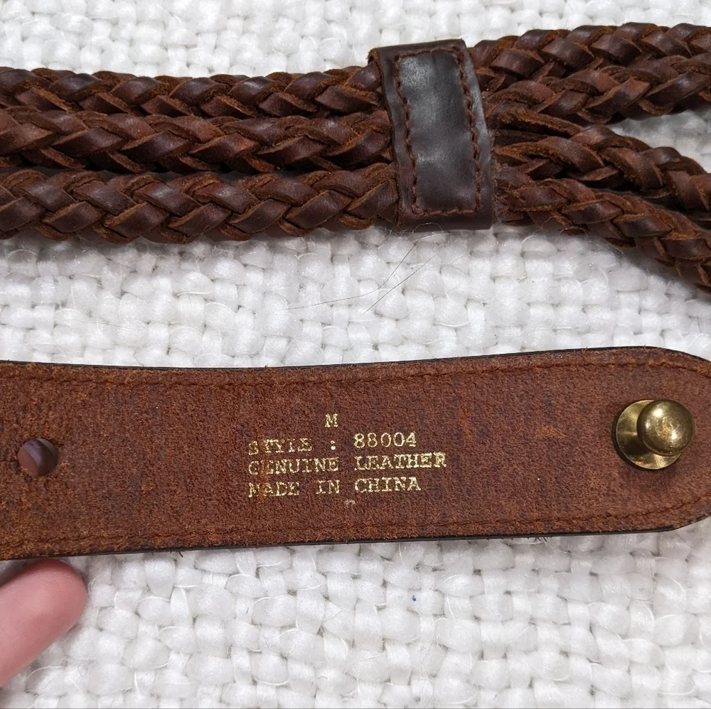 Vintage Ruff Hewn‎ True American Western Wear Brown Braided Leather Belt Size M